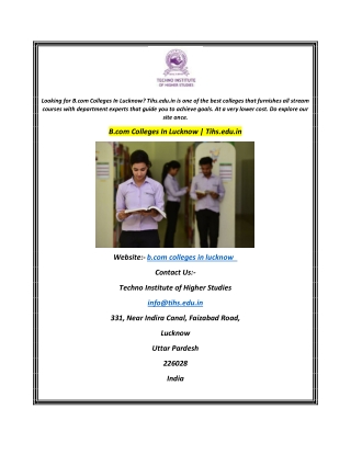 B.com Colleges In Lucknow Tihs.edu.in