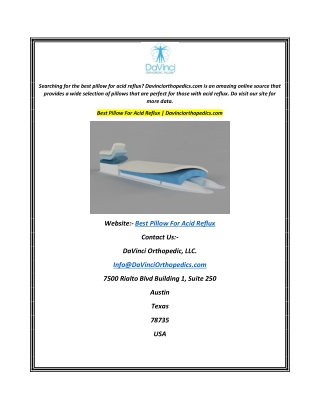 Best Pillow For Acid Reflux  Davinciorthopedics.com