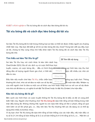 Tài xỉu bóng đá và cách đọc kèo bóng đá tài xỉu - Kubet Ab