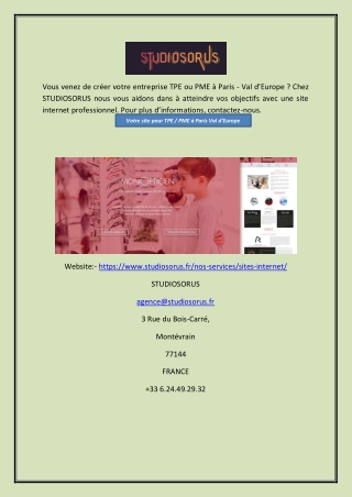 Votre site pour TPE / PME à Paris Val d’Europe