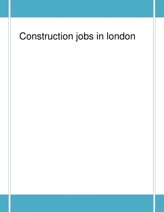 Benefits of Construction jobs in london