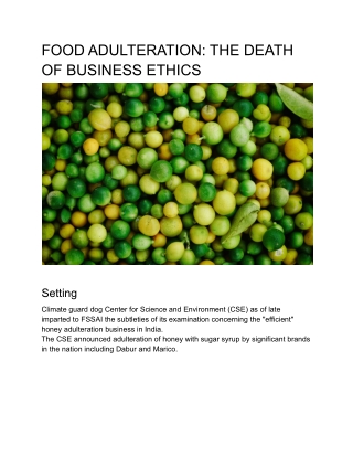 FOOD ADULTERATION_ THE DEATH OF BUSINESS ETHICS