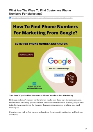 1What Are The Ways To Find Customers Phone Numbers For Marketing