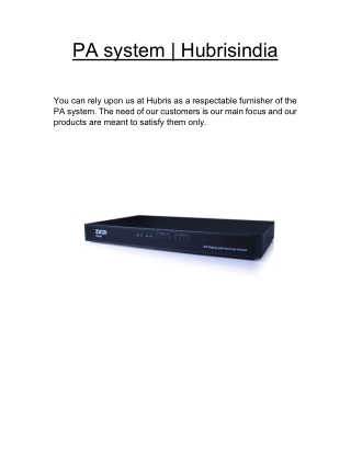 PA system  | Hubrisindia