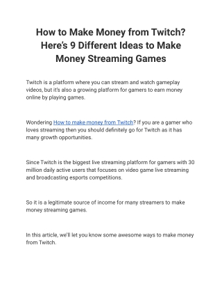 How to Make Money from Twitch_ Here’s 9 Different Ideas to Make Money Streaming Games