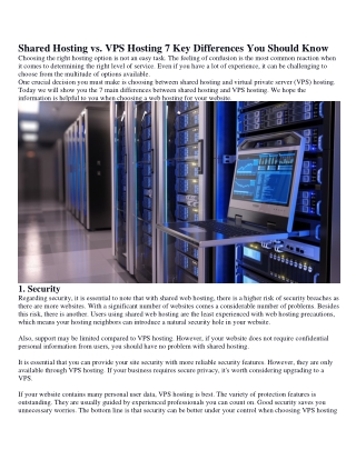 Shared Hosting vs. VPS Hosting 7 Key Differences You Should Know