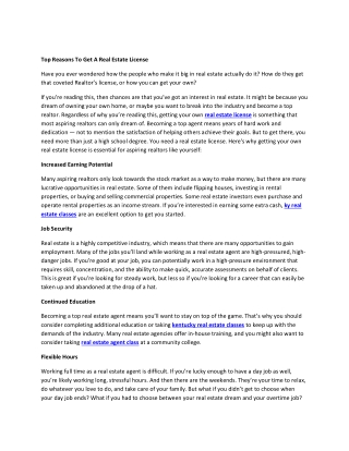 Top Reasons To Get A Real Estate License