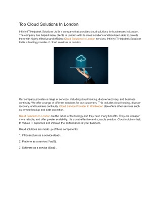 Top Cloud Solutions In London