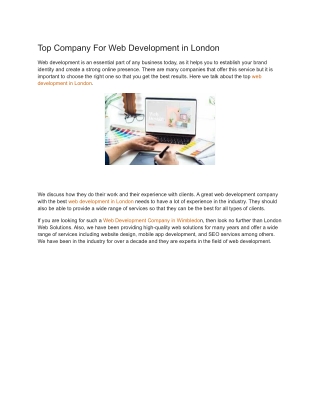 Top Company For Web Development in London