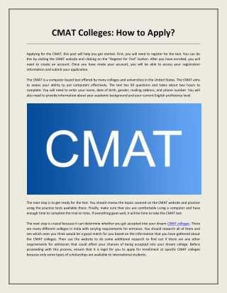CMAT Colleges: How to Apply?