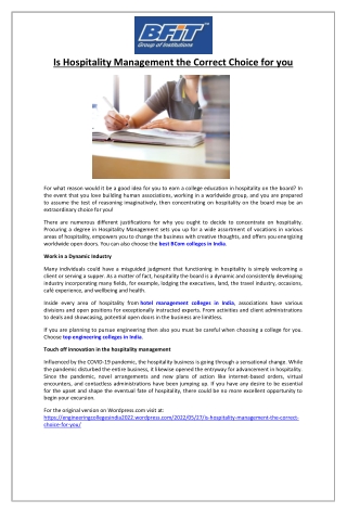 Is Hospitality Management the Correct Choice for you?