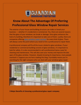 Know About The Advantage Of Preferring Professional Glass Window Repair Services