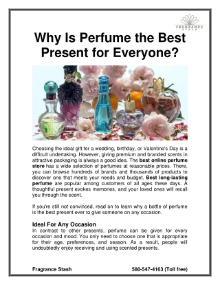 Why Is Perfume the Best Present for Everyone
