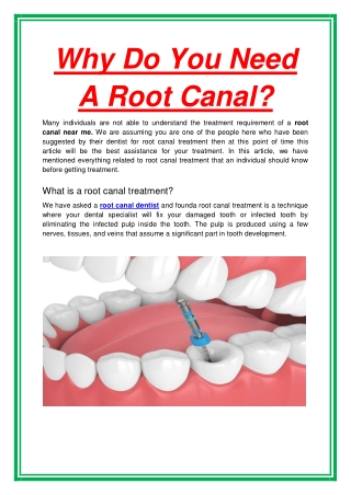 Why Do You Need A Root Canal