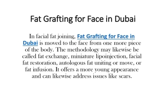 Fat Grafting for Face in Dubai