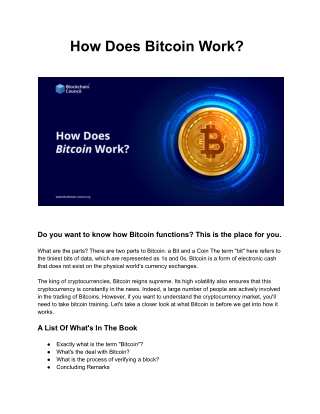 How Does Bitcoin Work ?