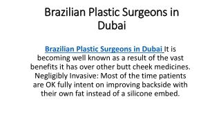 Brazilian Plastic Surgeons in Dubai