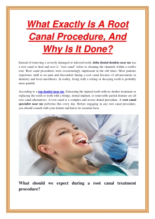 What Exactly Is A Root Canal Procedure, And Why Is It Done
