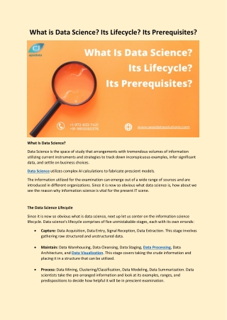 What is Data Science Its Lifecycle It’s Prerequisites