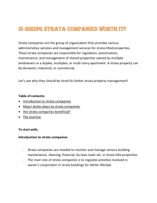 Is hiring strata companies worth it