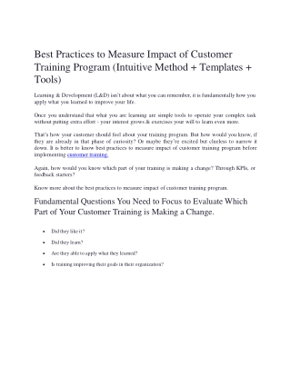 Best Practices to Measure Impact of Customer Training Program