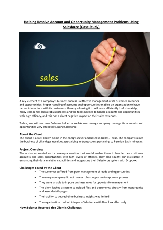 Helping Resolve Account and Opportunity Management Problems Using Salesforce (Case Study)