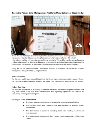 Resolving Patient Data Management Problems Using Salesforce