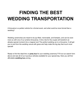 Finding The Best Wedding Transportation