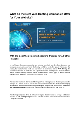 What do the Best Web Hosting Companies Offer for Your Website