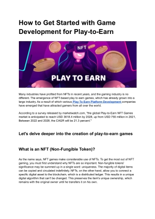 How to Get Started with Game Development for Play-to-Earn