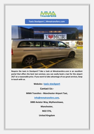 Manchester Taxi Company | Mmatransfers.com
