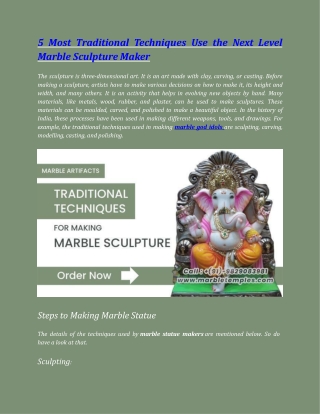 5 Most Traditional Techniques Use the Next Level Marble Sculpture Maker