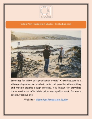 Video Post Production Studio | C-istudios.com