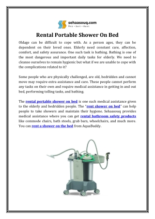 Rental Portable Shower On Bed