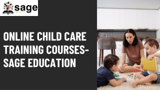Online Child Care Training Courses- Sage Education