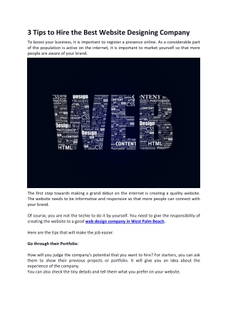 3 Tips To Hire The Best Website Designing Company