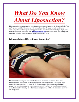 What Do You Know About Liposuction