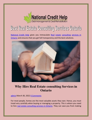 Best Real Estate Consulting Services Ontario