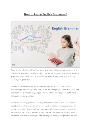 How to Learn English Grammar