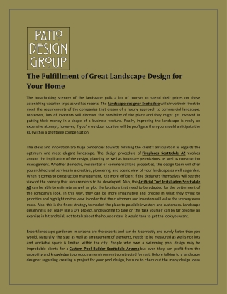 The Fulfillment Of Great Landscape Design For Your Home