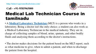 Medical Lab Technician Course in tamilnadu