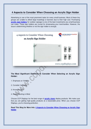 4 Aspects to Consider When Choosing an Acrylic Sign Holder