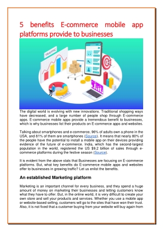 5 benefits E-commerce mobile app platforms provide to businesses