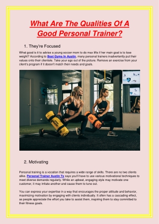 What Are The Qualities Of A Good Personal Trainer