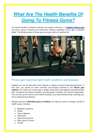What Are The Health Benefits Of Going To Fitness Gyms