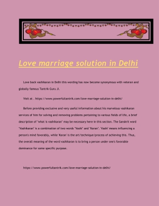 Love marriage solution in Delhi