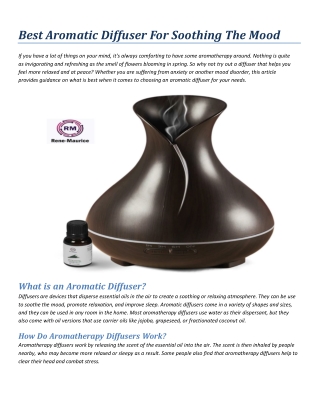 Best Aromatic Diffuser For Soothing The Mood