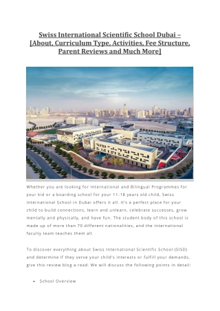 Swiss International Scientific School Dubai