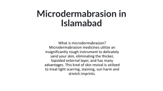 Microdermabrasion in Islamabad