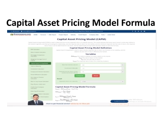 Capital Asset Pricing Model Formula